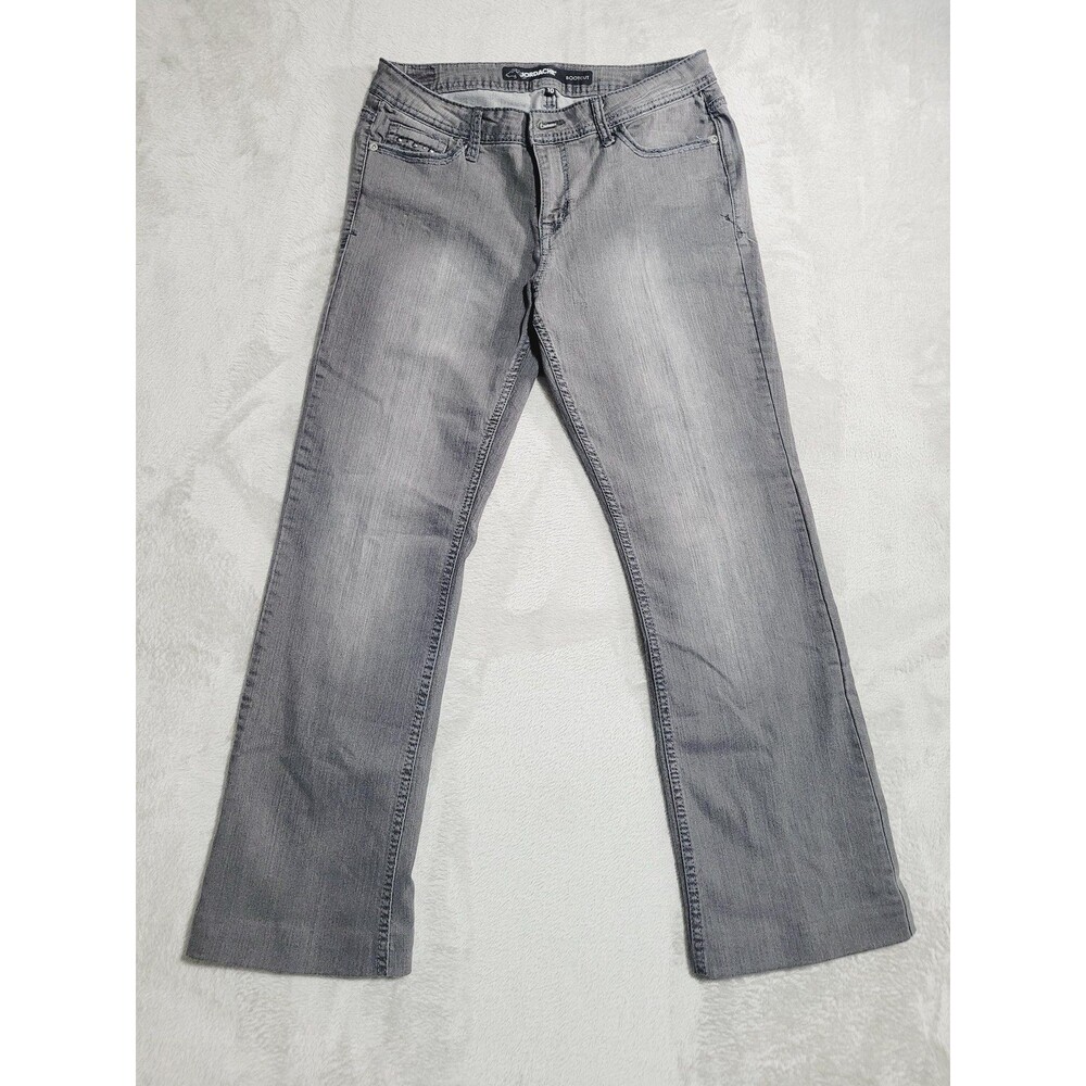 Jordache Bootcut Jeans Womens 10 Gray Med Wash Studded Stretch Embroidered Denim